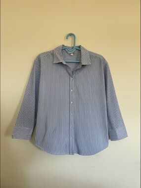 H&M Blue and White Striped Button-Down Shirt